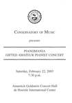2002-2003 Pianomania: Gifted Amateur Pianist Concert by Nancy Anderson, Teresa Pullara, Takashi Ishizawa, Melanie Fridl Ross, Irma Fitzroy, Joan Karr, Theadora Kaplan, Jody Carr, and Joel Fishman