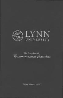 2009 Lynn University Commencement Program - Graduate Students and Undergraduate Evening Students