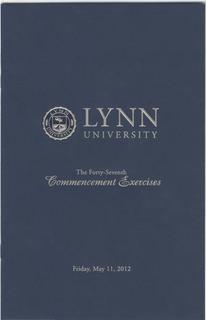2012 Lynn University Commencement Program - Graduate Students and Undergraduate Evening Students