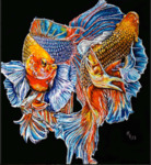 Betta Slendens (Beta Fish) - Acrylic on Canvas by Michael Arsenault