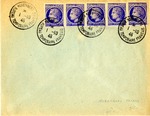 Envelope with five cancelled French Republic stamps